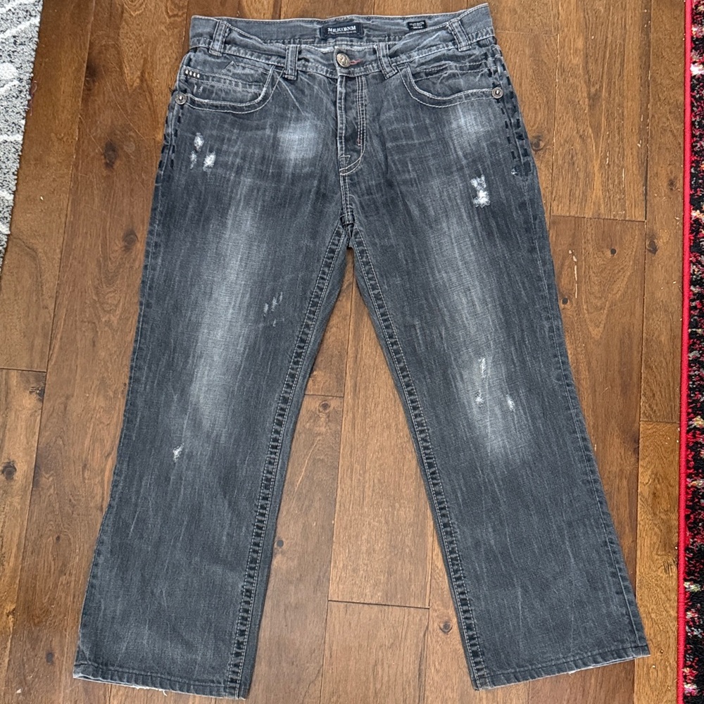 MEK Denim Charcoal Relaxed Fit Jeans for Men cotton